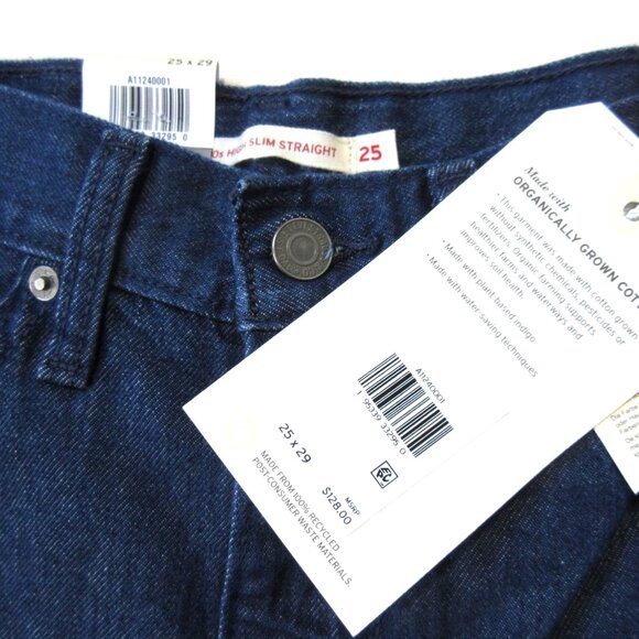 NWT Levi's Wellthread 70's Ultra High Rise Straight in Botanic Indigo Jeans 25 - Picture 3 of 5